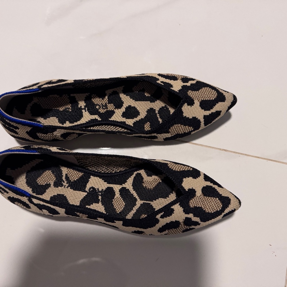 Rothy's Black and Tan Leopard Print Flats